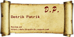 Detrik Patrik névjegykártya